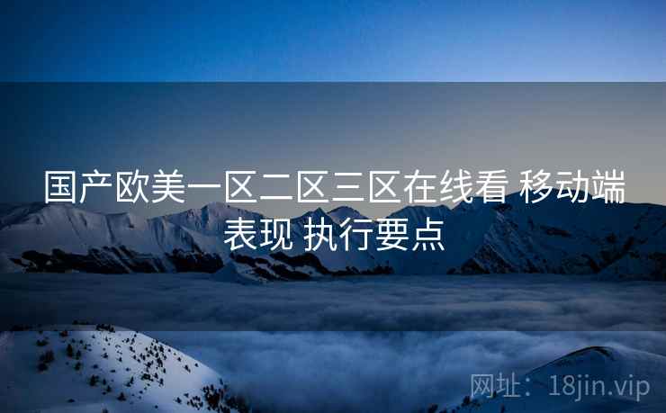 国产欧美一区二区三区在线看 移动端表现 执行要点